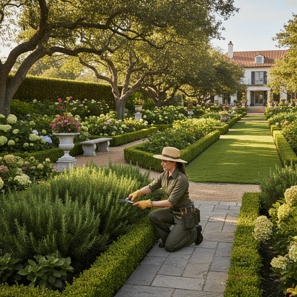 Large maintained landscape garden with professional care