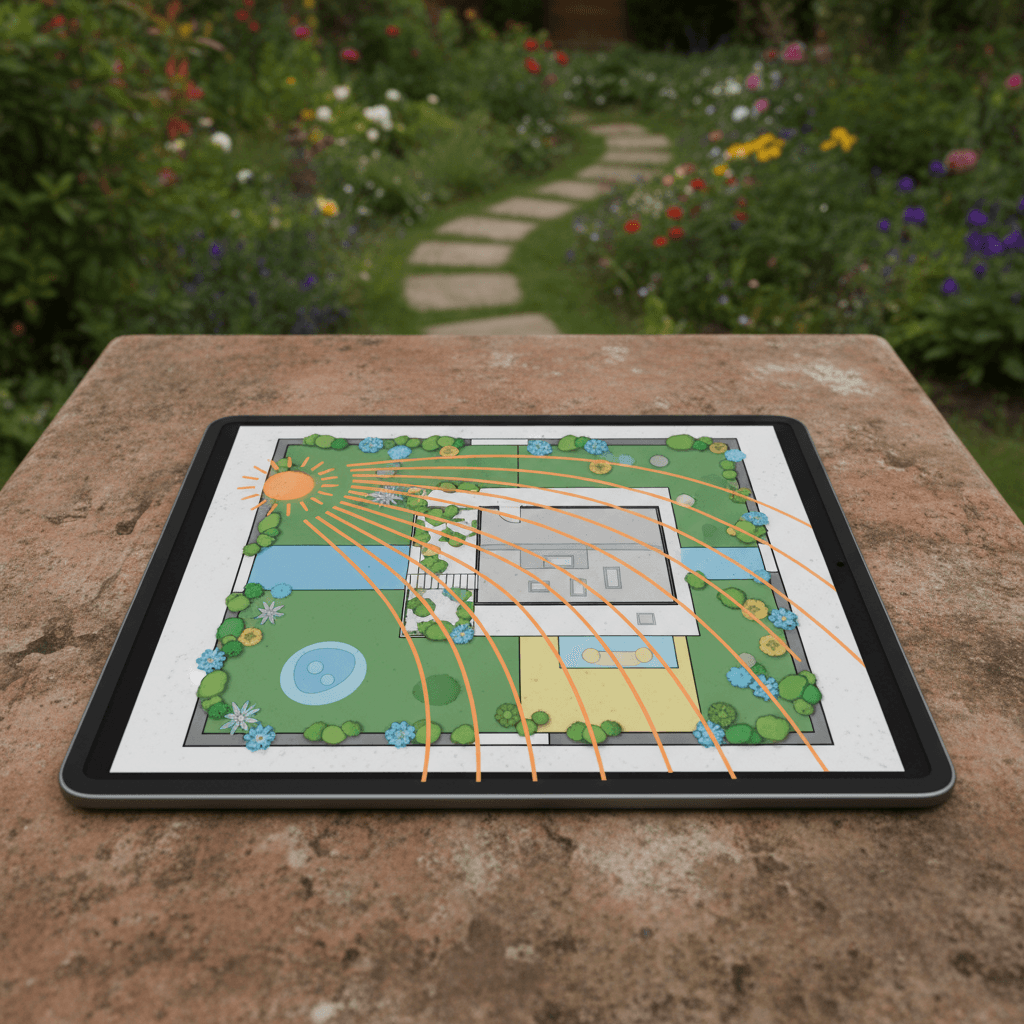 Solar path analysis on property management tablet