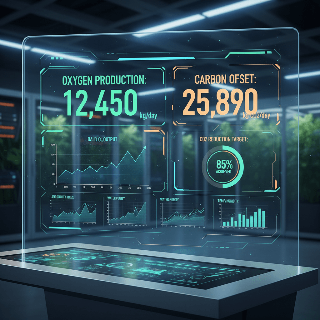 Oxygen and carbon offset tracking dashboard