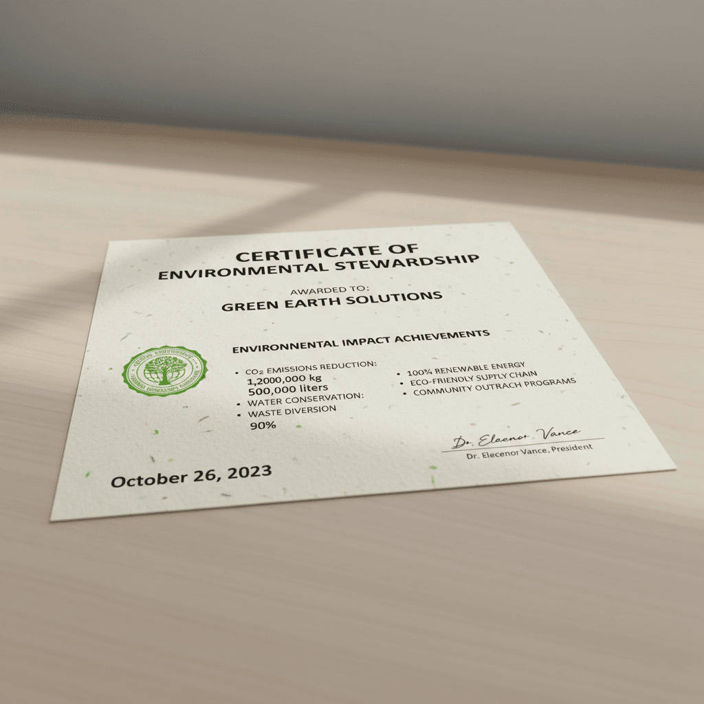 Solar Health Certificate example