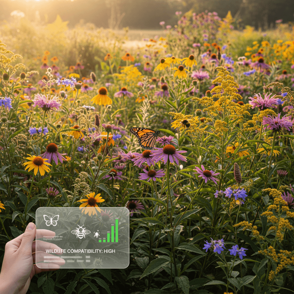 Wildlife-friendly garden with AR compatibility tool