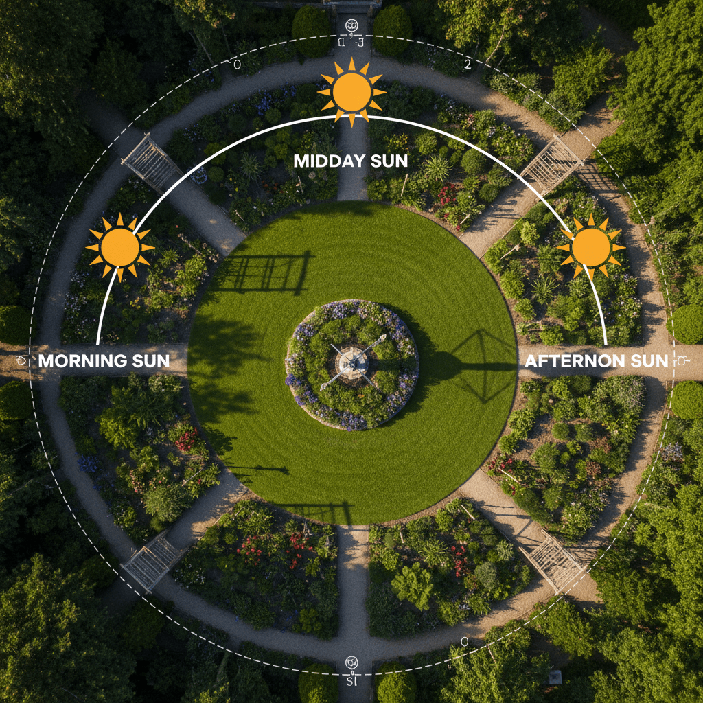 Solar-pathing shows how sunlight moves across your garden