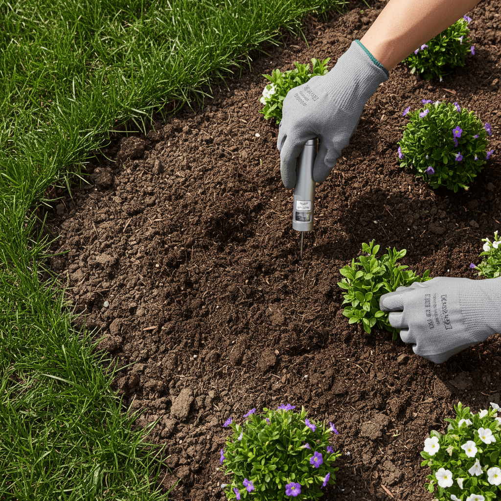 LVE sensor measuring lawn health with real-time data on smartphone app